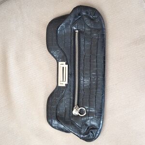 Maxx New York Crocodile-Embossed Leather Clutch In Black